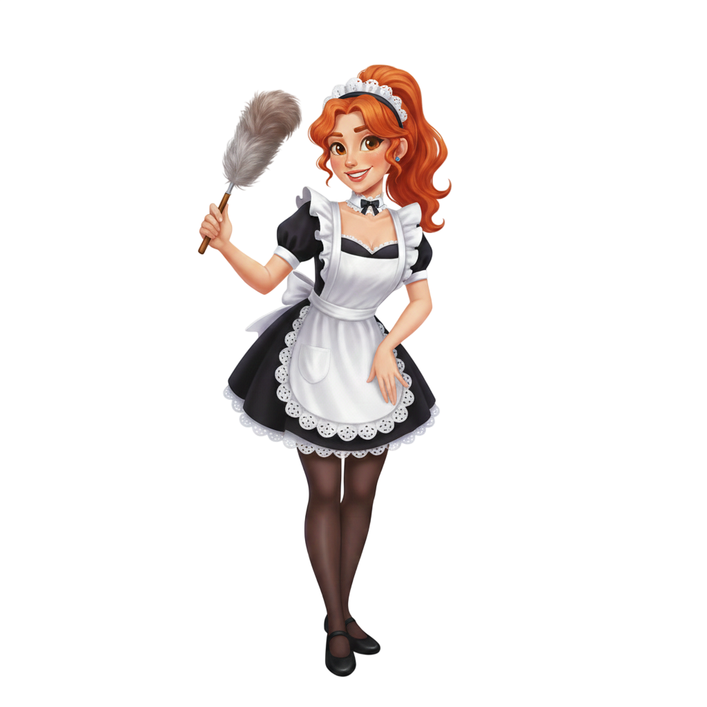 Same character in an alternate polished outfit